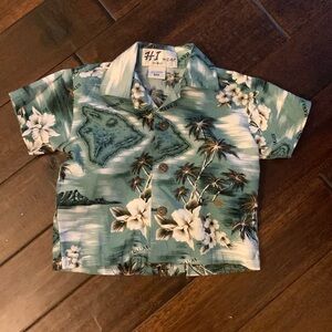 HI Wear Green, brown and white Hawaiian Shirt for 6M like new!